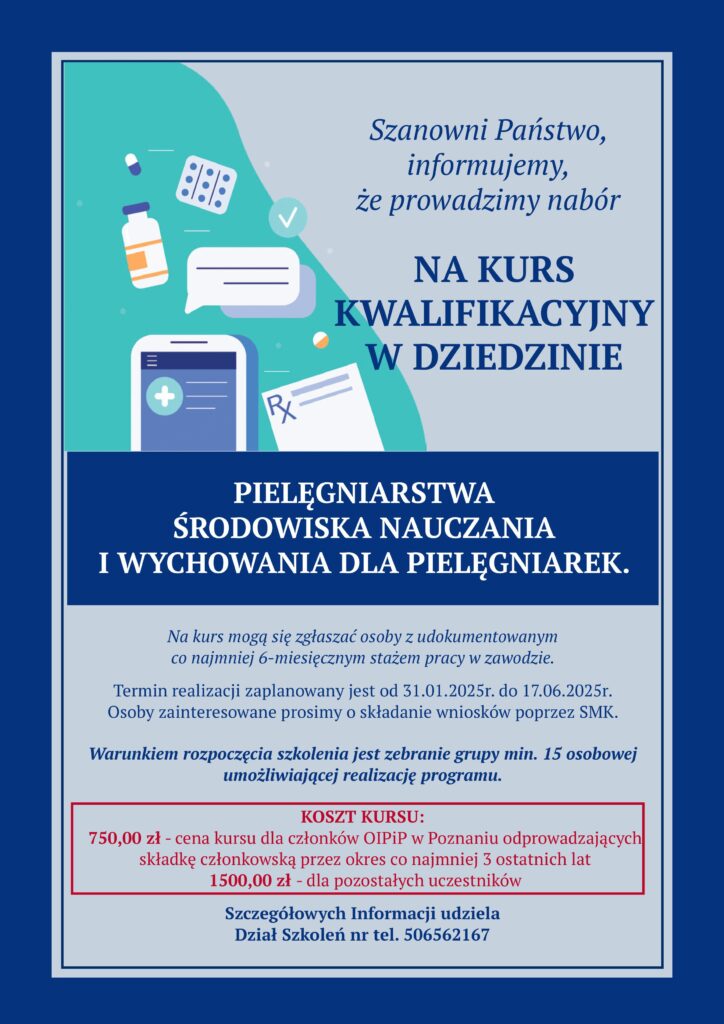 Kurs kwalifikacyjny w dziedzinie pielęgniarstwa środowiska nauczania i wychowania